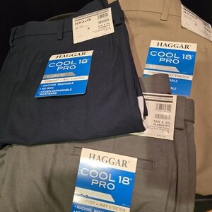 Haggar Cool 18 Pro Classic Fit Pants - Navy, Gray, and Khaki